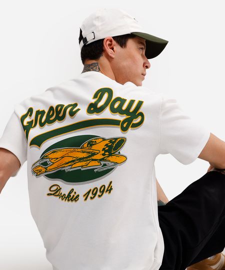 camiseta masculina manga curta green day off white P