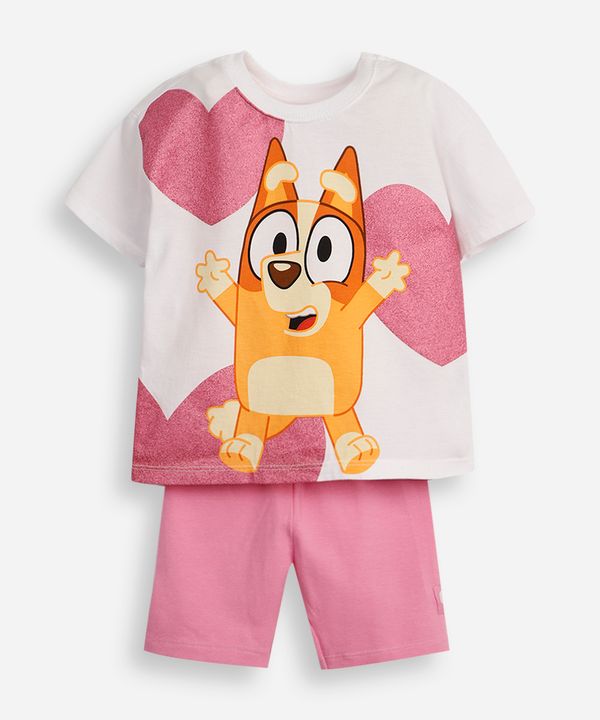 conjunto curto infantil de algodão bluey rosa 2