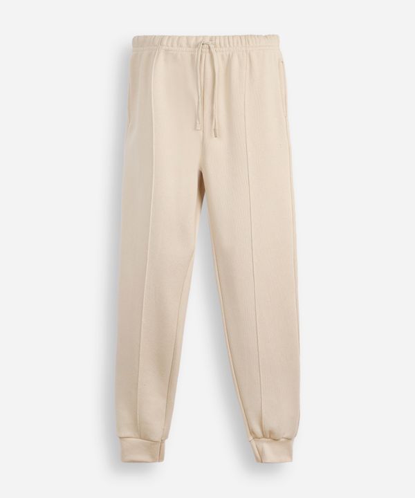 calça jogger juvenil de moletom com nervura bege 12