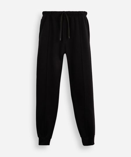 calça jogger juvenil de moletom com nervura preta 12 calça jogger juvenil de moletom com nervura preta 12