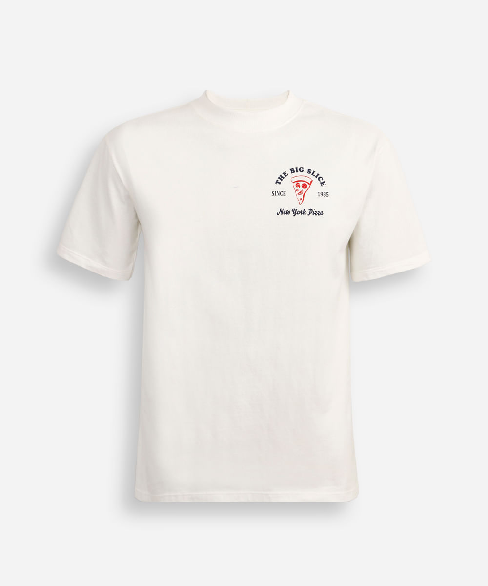 camiseta oversized juvenil de algodão the big slice off white