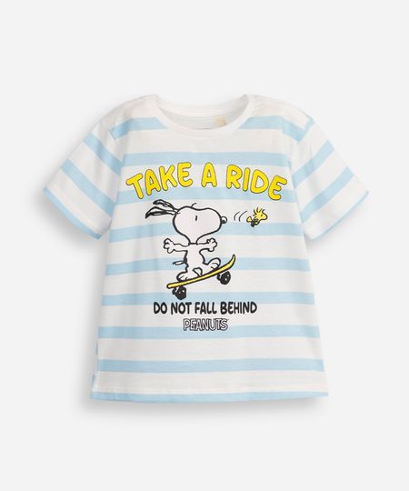 camiseta de algodão infantil snoopy listrada off white 1 camiseta de algodão infantil snoopy listrada off white 1
