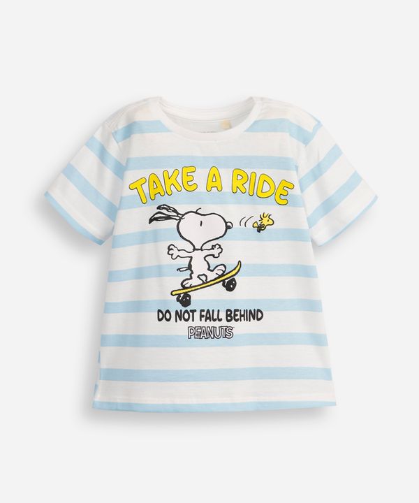 camiseta de algodão infantil snoopy listrada off white 4