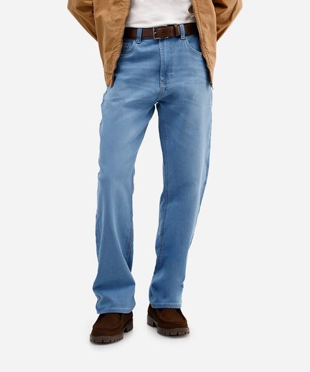 calça reta masculina comfort jeans azul 38