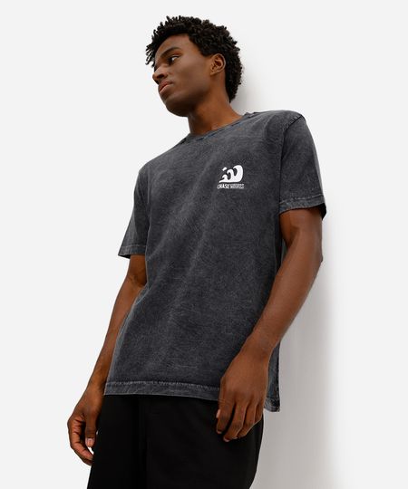 camiseta masculina de algodão estampada preta P camiseta masculina de algodão estampada preta P