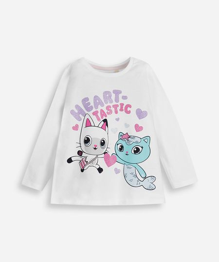 blusa de algodão infantil a casa mágica da gabby com glitter off white 1 blusa de algodão infantil a casa mágica da gabby com glitter off white 1