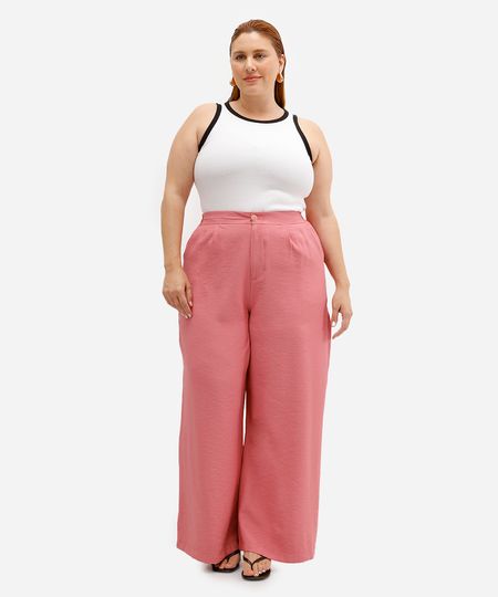 calça alfaiataria com prega e bolso plus size rosa 52 calça alfaiataria com prega e bolso plus size rosa 52