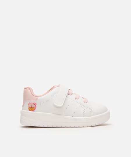 tênis casual infantil com velcro branco 25