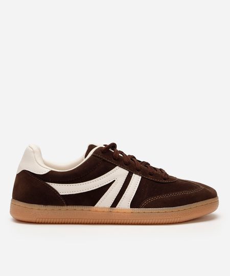 tênis casual com recortes bicolor marrom 35