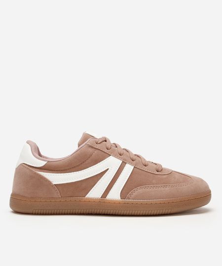tênis casual com recortes bicolor rosa 34