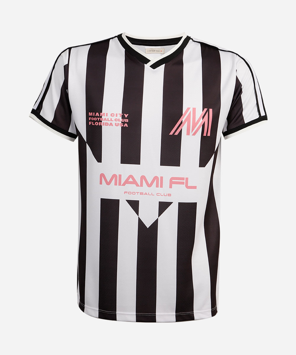 camiseta esportiva juvenil gola v listrada off white