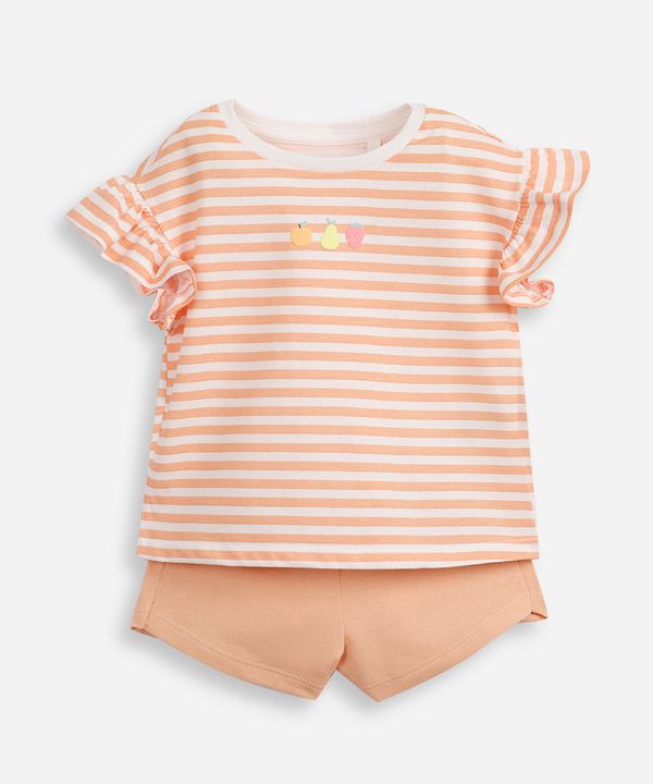 conjunto curto infantil de algodão listrado laranja 4