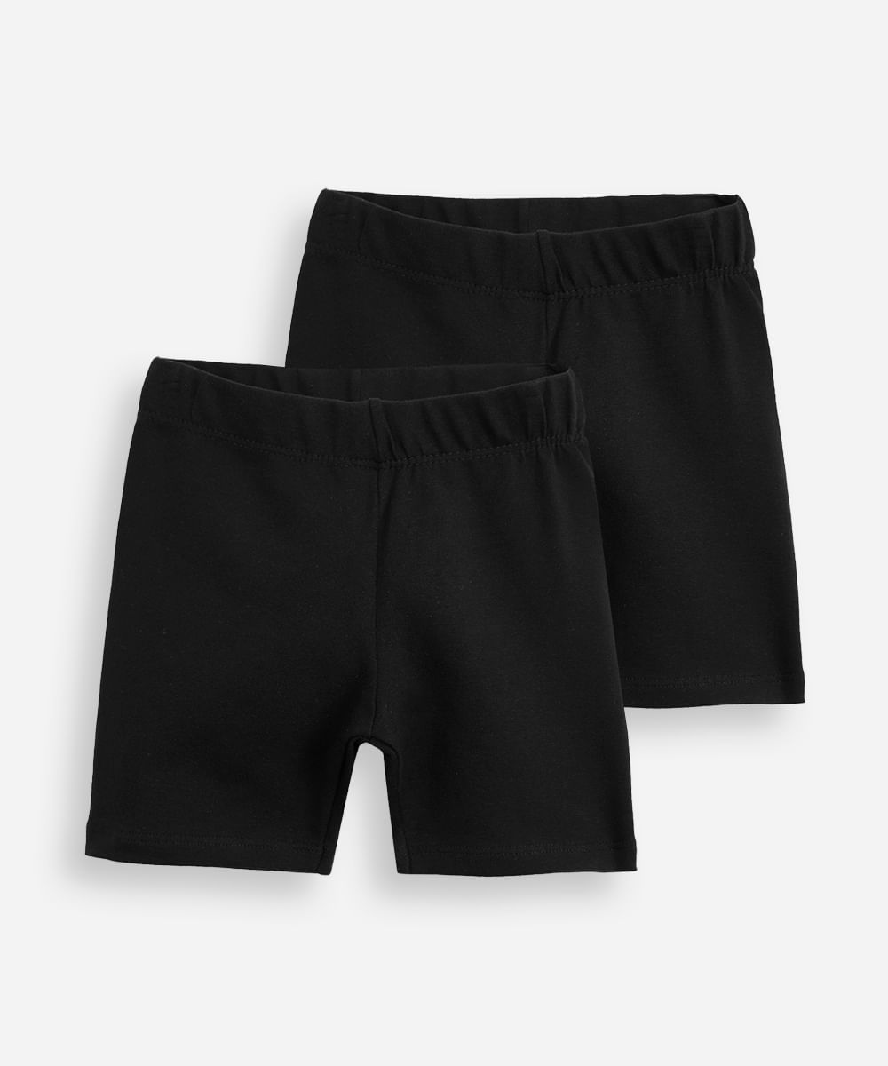 kit de 2 bermudas infantis de algodão preta