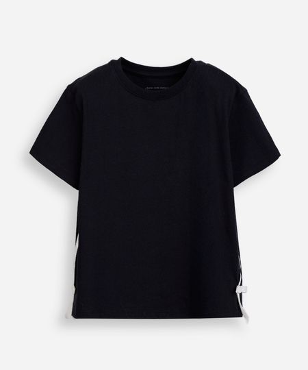 camiseta de algodão infantil lacinho na lateral preta 4 camiseta de algodão infantil lacinho na lateral preta 4