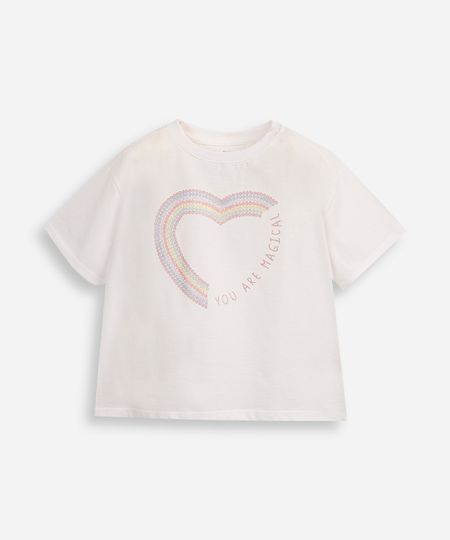 blusa de algodão infantil manga curta you are magical off white 6 blusa de algodão infantil manga curta you are magical off white 6