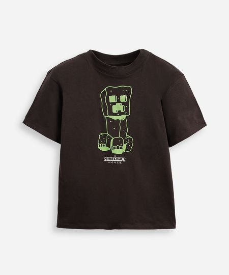 camiseta de algodão infantil manga curta minecraft cinza 4 camiseta de algodão infantil manga curta minecraft cinza 4