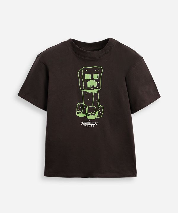 camiseta de algodão infantil manga curta minecraft cinza 4