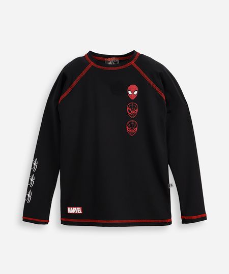 camiseta infantil manga longa proteção uv homem aranha - preto 2 camiseta infantil manga longa proteção uv homem aranha - preto 2
