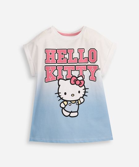 camiseta de algodão infantil hello kitty degradê off white 8