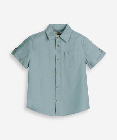 camisa de algodão infantil manga curta com bolso verde 4 camisa de algodão infantil manga curta com bolso verde 4