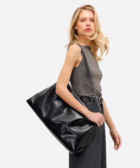 bolsa feminina shoulder bag texturizada preta UNICO bolsa feminina shoulder bag texturizada preta UNICO