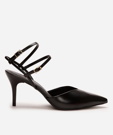 scarpin feminino com fivelas oneself preto 35 scarpin feminino com fivelas oneself preto 35