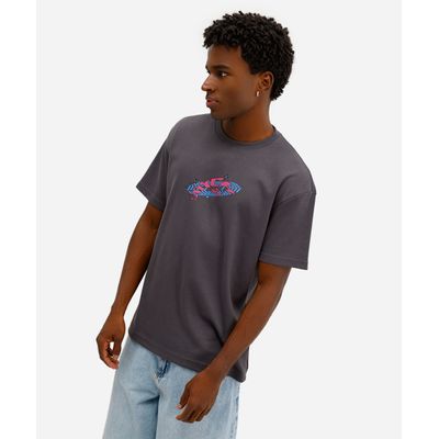 camiseta masculina manga curta stitch cinza