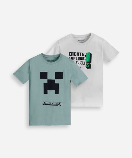 kit de 2 camisetas infantis de algodão manga curta minecraft colorida 8 kit de 2 camisetas infantis de algodão manga curta minecraft colorida 8