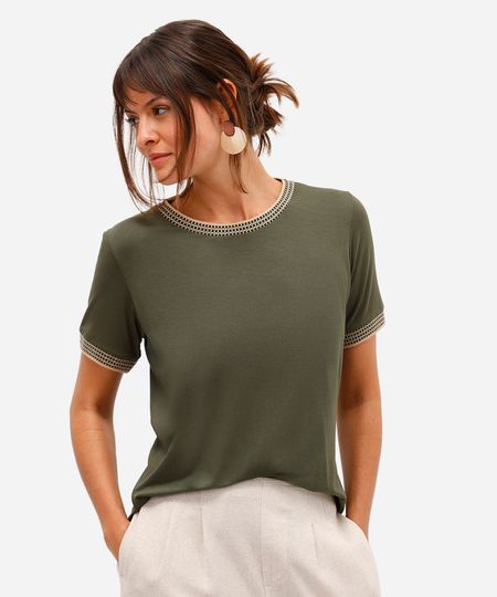blusa feminina de viscose manga curta verde PP blusa feminina de viscose manga curta verde PP