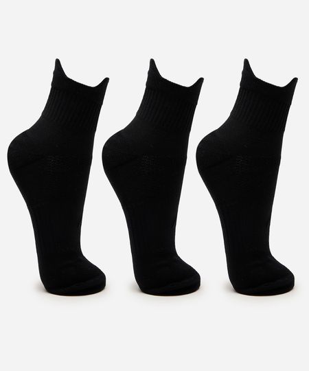 kit de 3 meias masculinas cano médio esportiva ace preta 39-43 kit de 3 meias masculinas cano médio esportiva ace preta 39-43