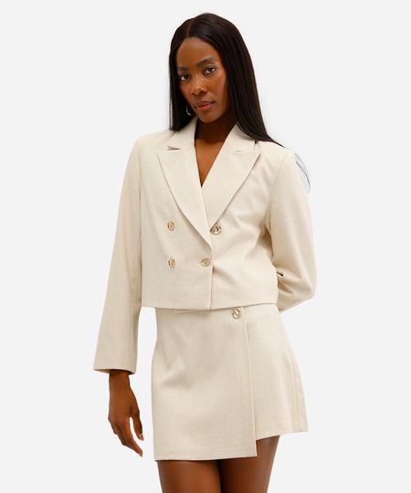 blazer cropped feminino texturizado amarelo G