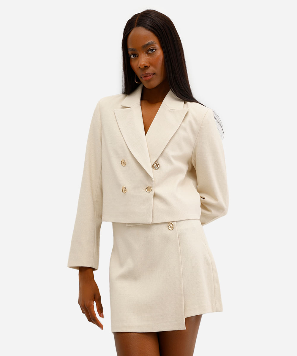 blazer cropped feminino texturizado amarelo