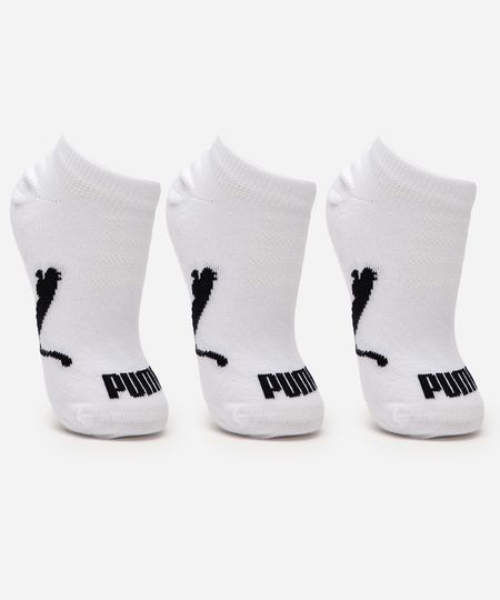 kit de 3 meias infantis sapatilha puma branca 30-33 kit de 3 meias infantis sapatilha puma branca 30-33