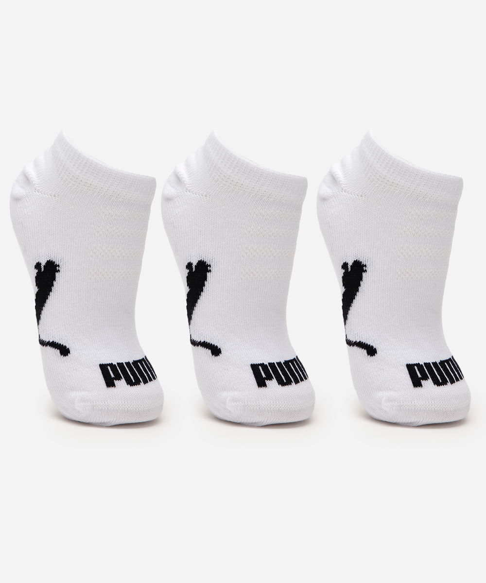 kit de 3 meias infantis sapatilha puma branca