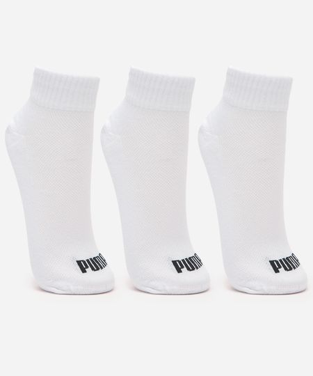 kit de 3 meias masculinas cano curto puma branca 39-43 kit de 3 meias masculinas cano curto puma branca 39-43