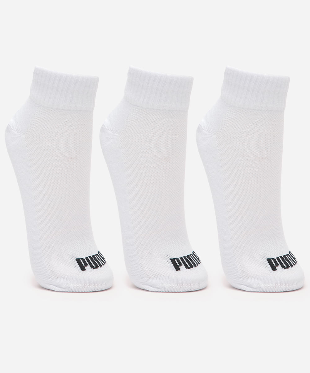 kit de 3 meias masculinas cano curto puma branca