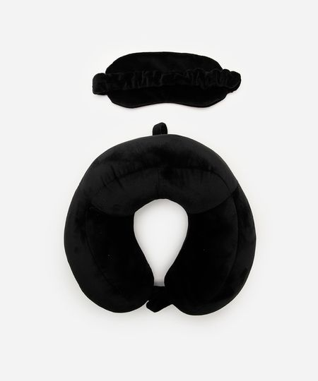 apoio de pescoço com máscara de dormir preto UNICO apoio de pescoço com máscara de dormir preto UNICO