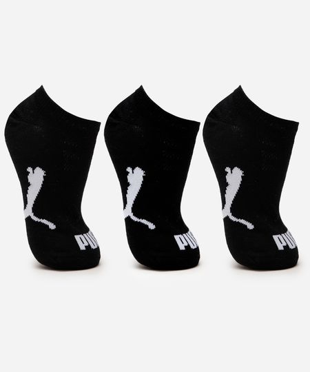 kit de 3 meias infantis sapatilha puma preta 30-33 kit de 3 meias infantis sapatilha puma preta 30-33