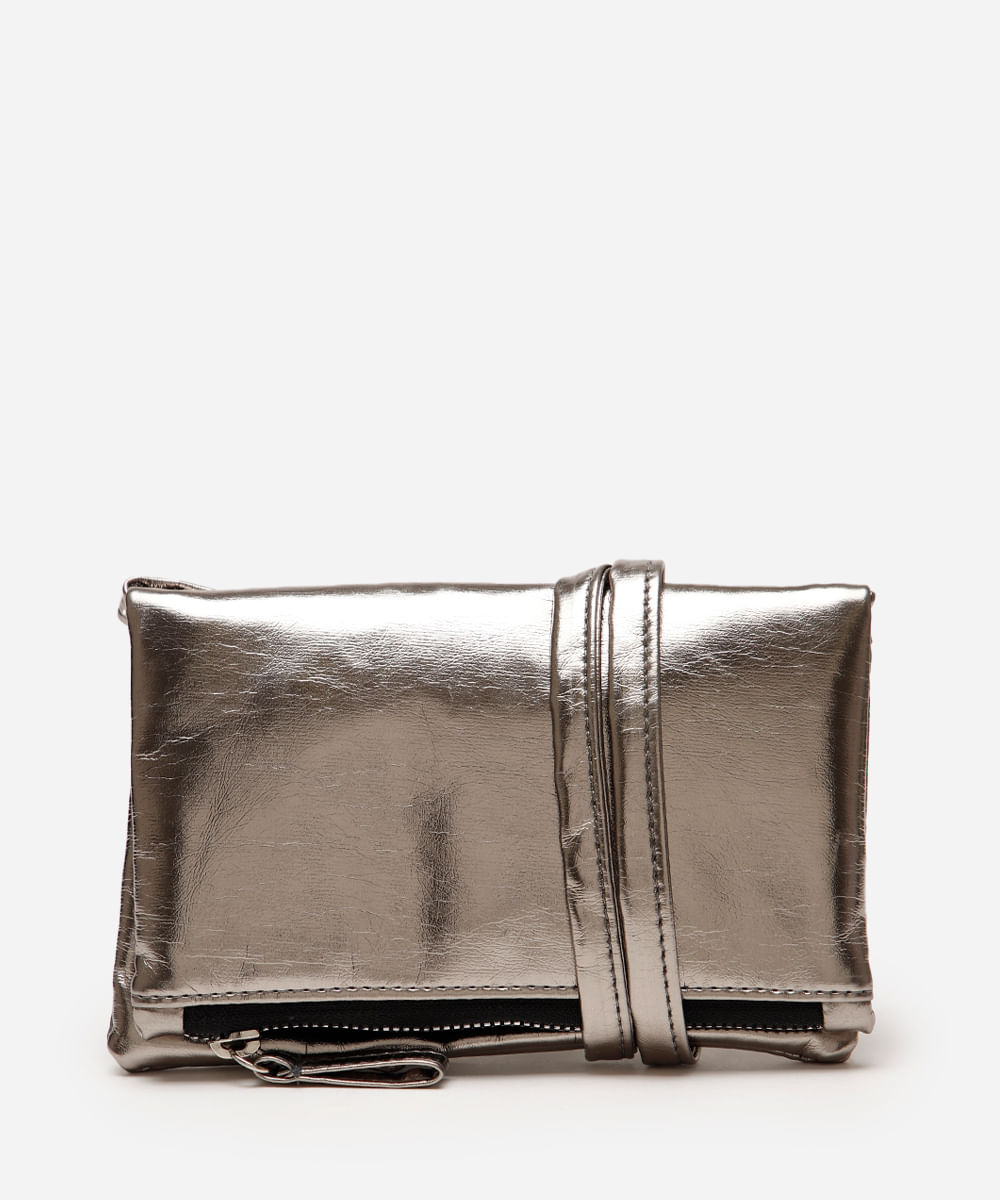 bolsa infantil transversal metalizada prateada