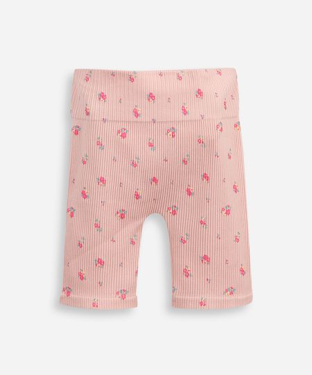 bermuda ciclista infantil canelada floral rosa 8 bermuda ciclista infantil canelada floral rosa 8