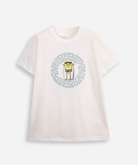 camiseta de algodão infantil manga curta bob esponja off white 6 camiseta de algodão infantil manga curta bob esponja off white 6