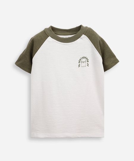 camiseta de algodão infantil manga raglan skateboard verde 10 camiseta de algodão infantil manga raglan skateboard verde 10