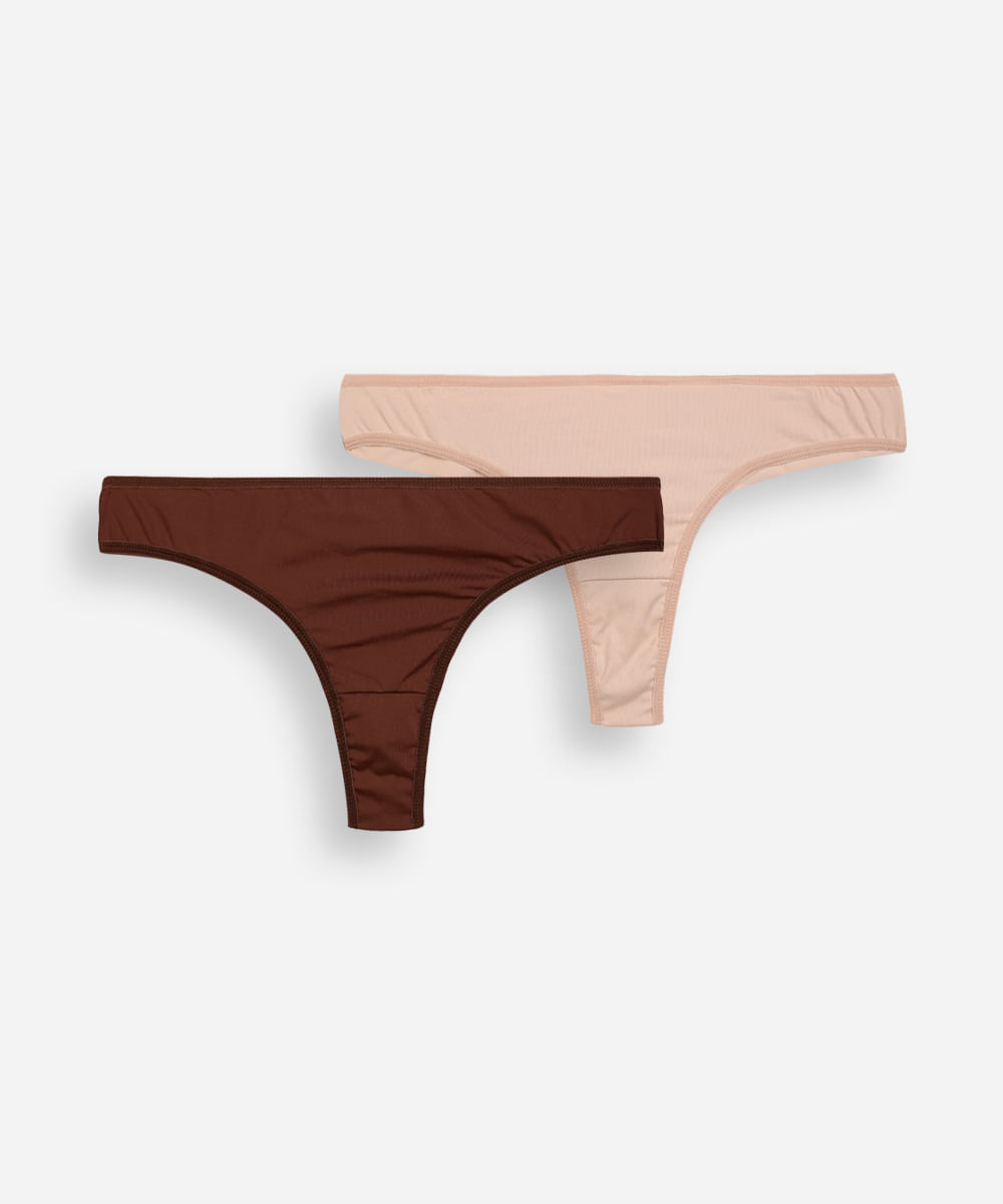 kit de 2 calcinhas femininas fio dental básica colorida