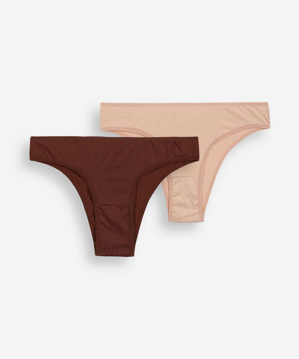kit de 2 calcinhas femininas biquíni básica colorida