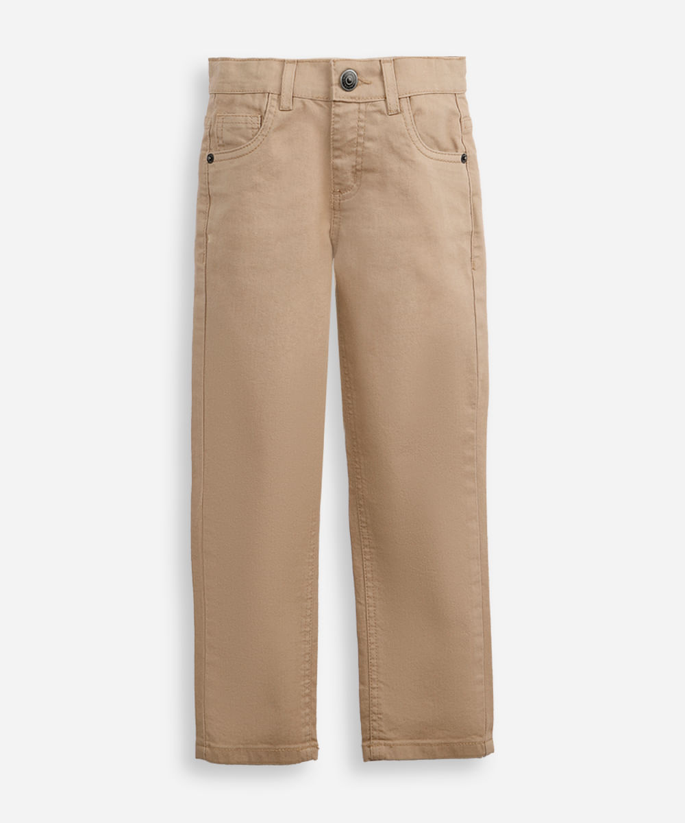 calça skinny infantil de sarja bege