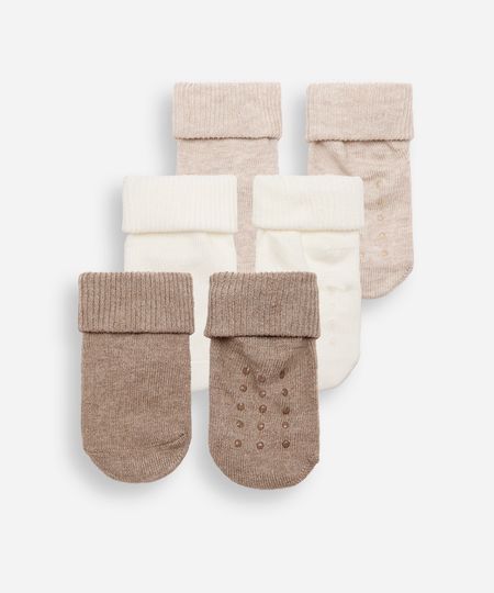 kit de 3 meias infantis cano médio com antiderrapante colorida 6-12 kit de 3 meias infantis cano médio com antiderrapante colorida 6-12