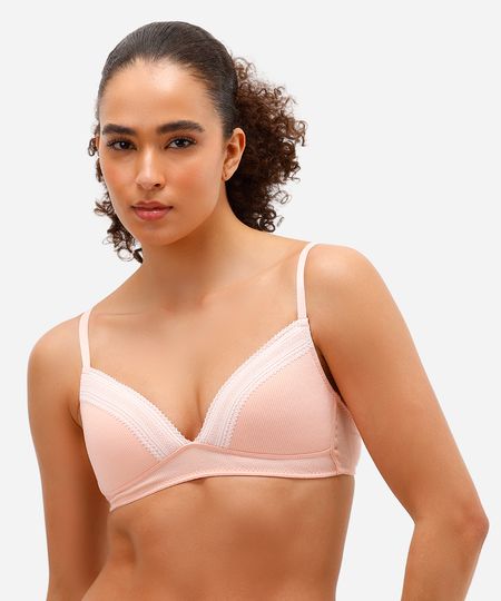 sutiã meia taça canelado com renda laranja 40 sutiã meia taça canelado com renda laranja 40