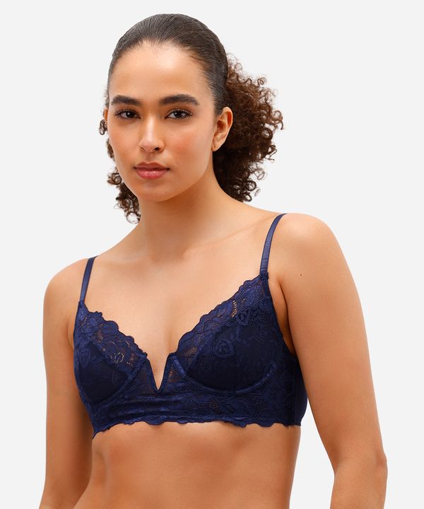 sutiã meia taça de renda azul 46