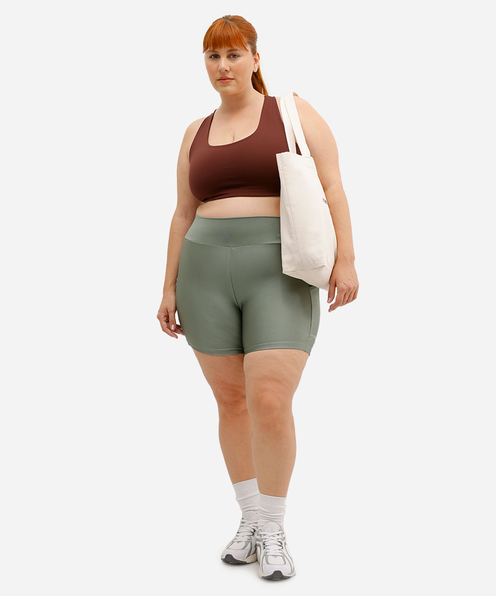 bermuda ciclista feminina esportiva plus size verde