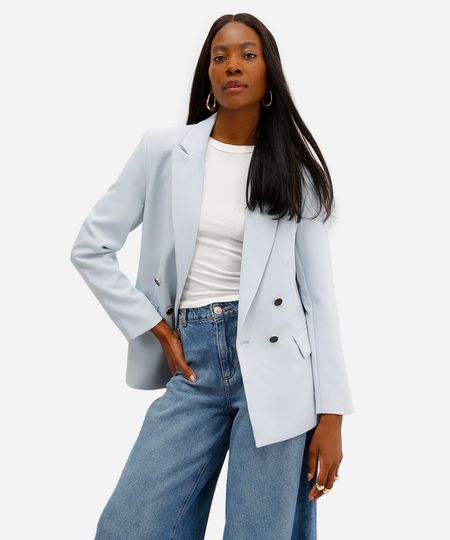 blazer feminino de alfaiataria azul P